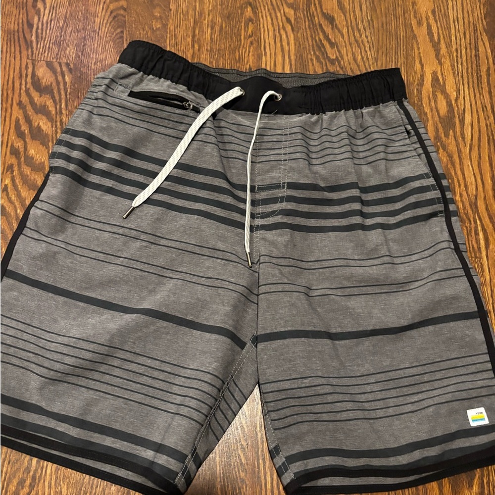 Vuori Gray and Black Striped Shorts